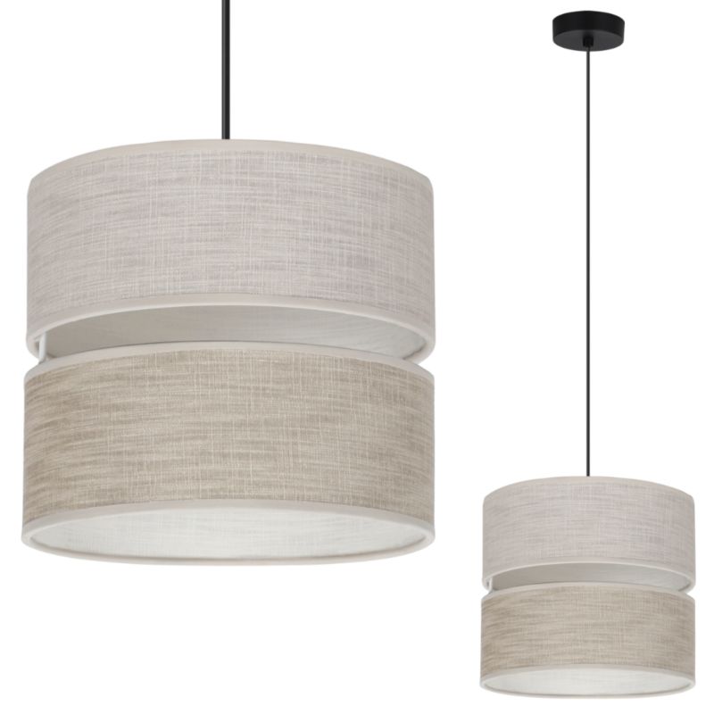 Lampa sufitowa wisząca Light Home LH Len Duo 1x E27 60W klosz 20cm czarny/j.beżowy 1szt.