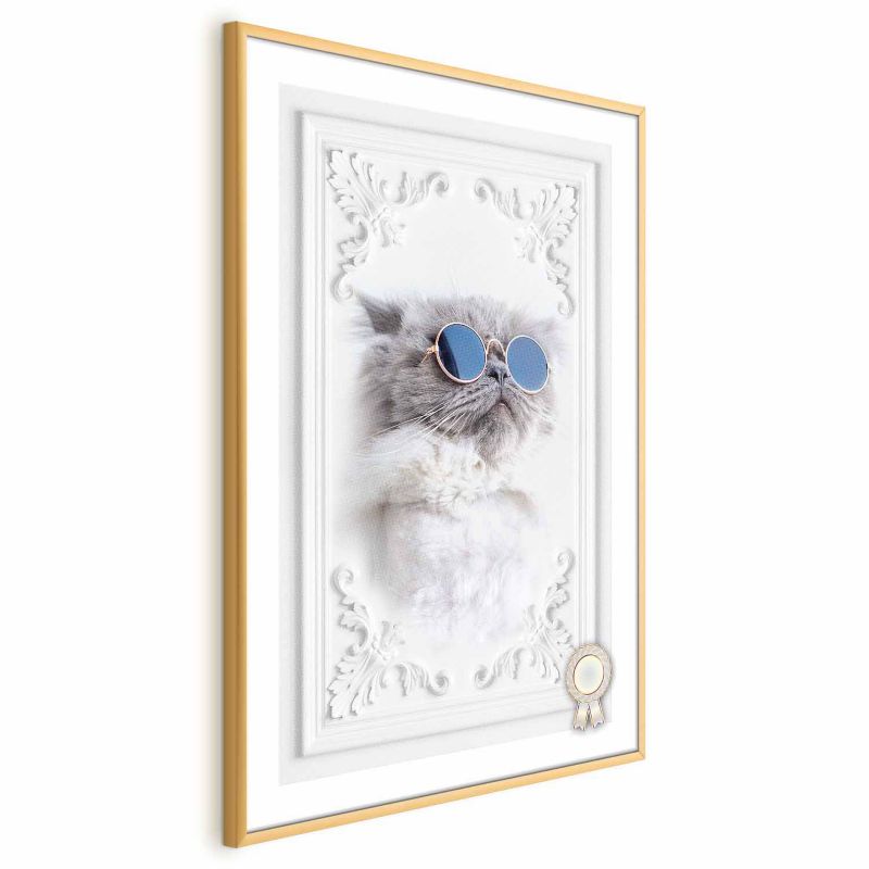 Plakat Artgeist Kot w okularach 21x30 cm z ramą złotą 1 szt