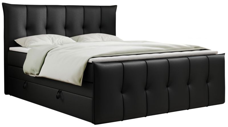 Łóżko kontynentalne MKS Meble PREMIUM 11 KING 140x200 H4 Czarny ecoskóra 1szt.