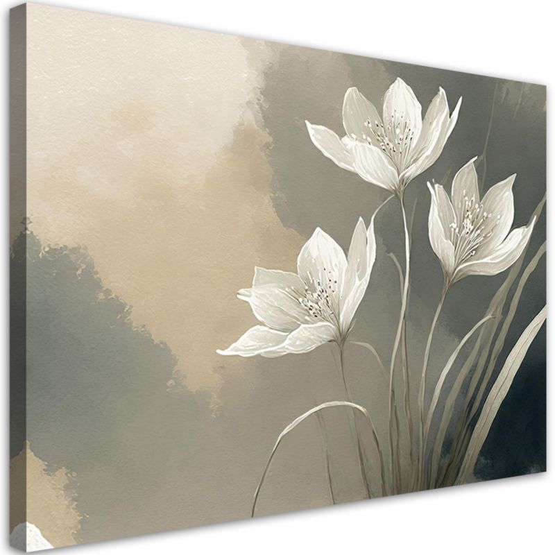 Obraz do salonu sypialni Feeby Kwiaty Boho Abstrakcja Beż 120x80 cm 1szt