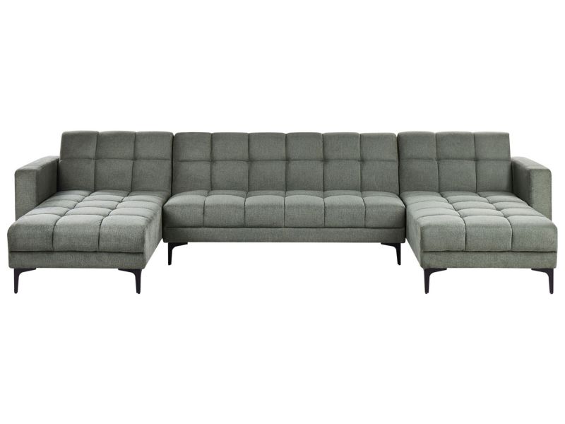 Sofa w kształcie U Alnes Ciemnozielony Lewostronny 1 szt.