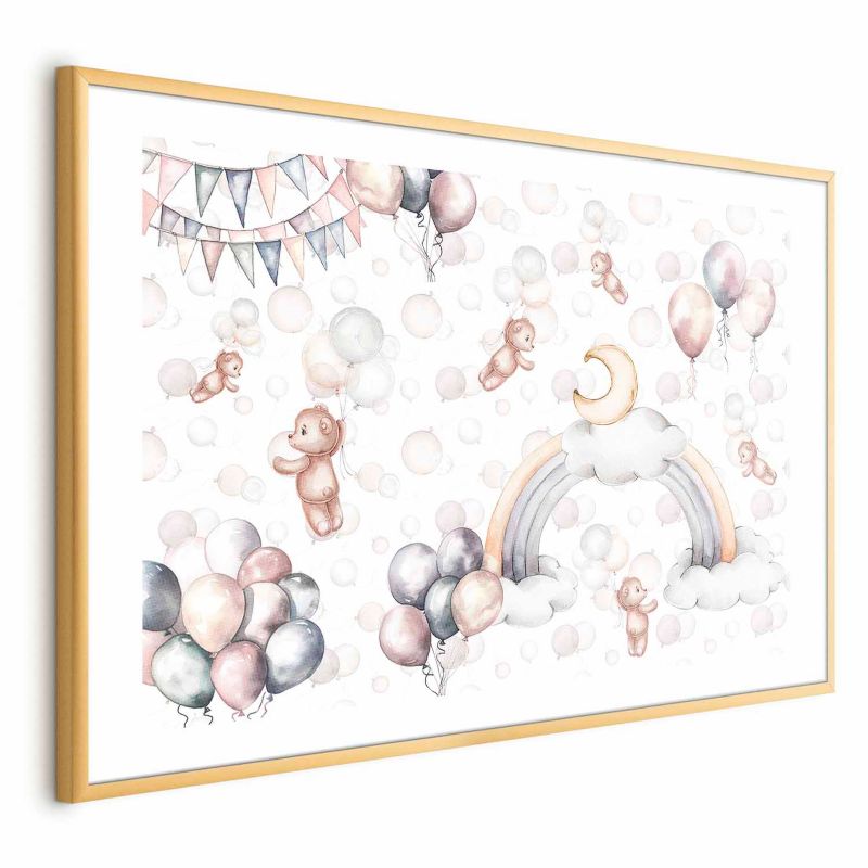 Plakat Artgeist Misie w przestworzach 30x21 cm z ramą złotą 1 szt