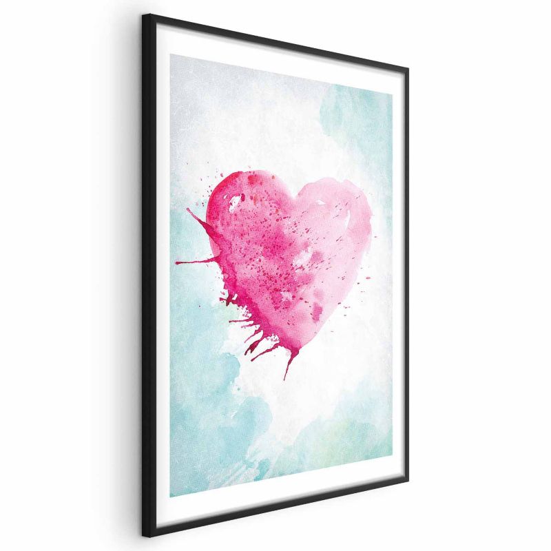 Plakat Artgeist Akwarelowe serce 29,7x42 cm z ramą czarną 1 szt