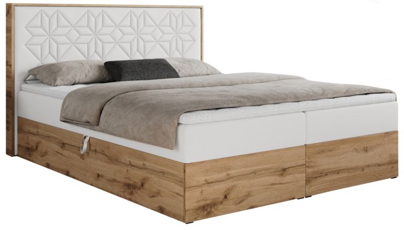 Łóżko kontynentalne MKS Meble NESSI 180x200 H4 Biały ecoskóra 1szt