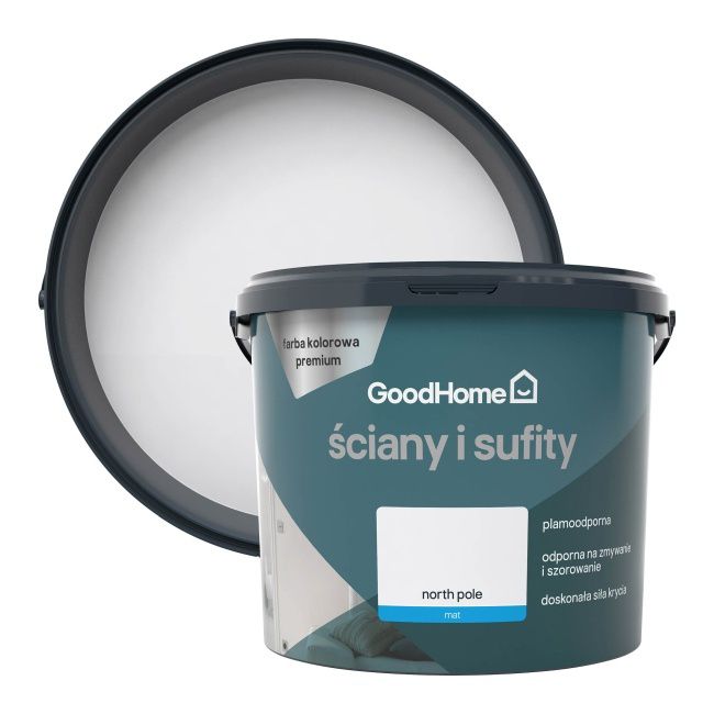 Farba plamoodporna GoodHome Premium Ściany i Sufity north pole 5 l