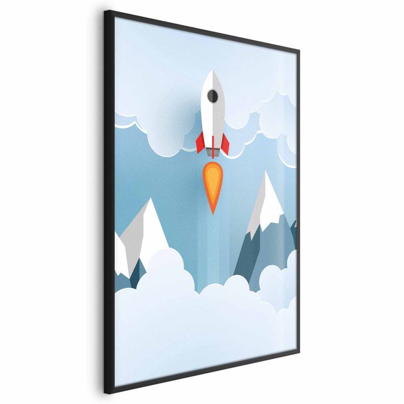 Plakat Artgeist Rakieta w chmurach 60x90 cm z ramą czarną 1 szt