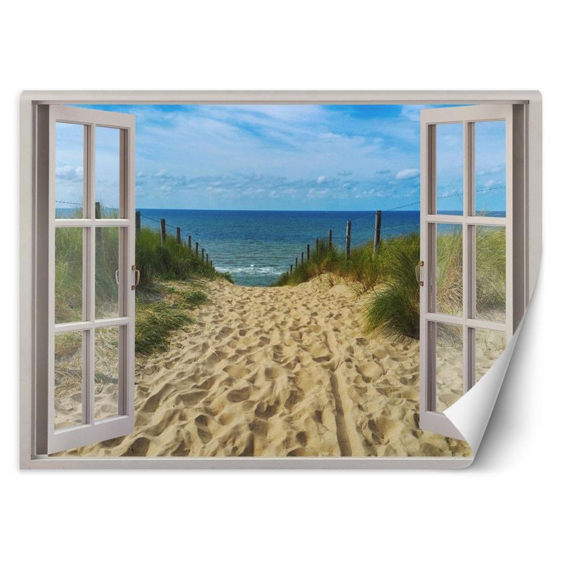 Fototapeta Feeby Okno morze plaża niebo 210x150 1 szt