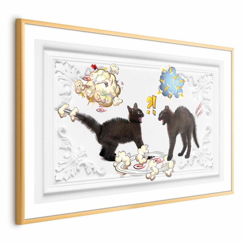 Plakat Artgeist Kocia kłótnia 60x40 cm z ramą złotą 1 szt