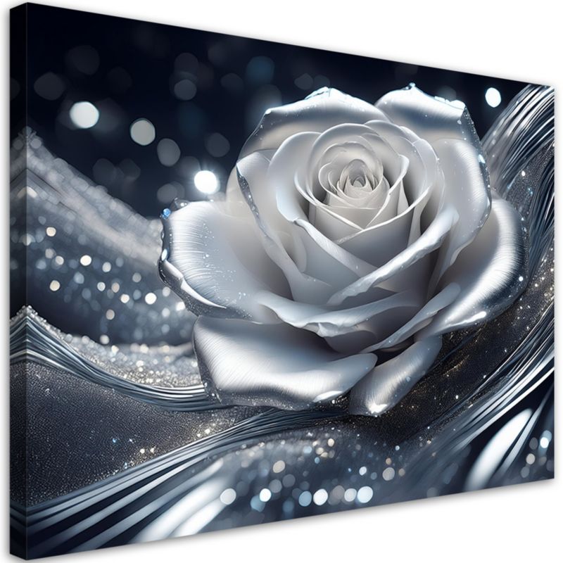 Obraz do salonu sypialni Feeby Srebrna Róża 60x40 cm 1szt