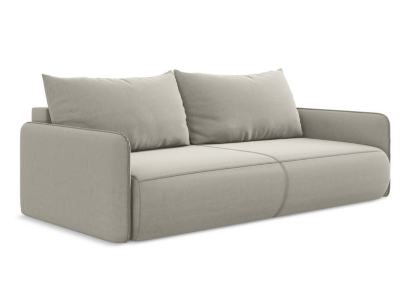 Kanapa 3-osobowa z funkcją spania Makamii Nanea z weluru 216x105 cm perłowy 1 szt.