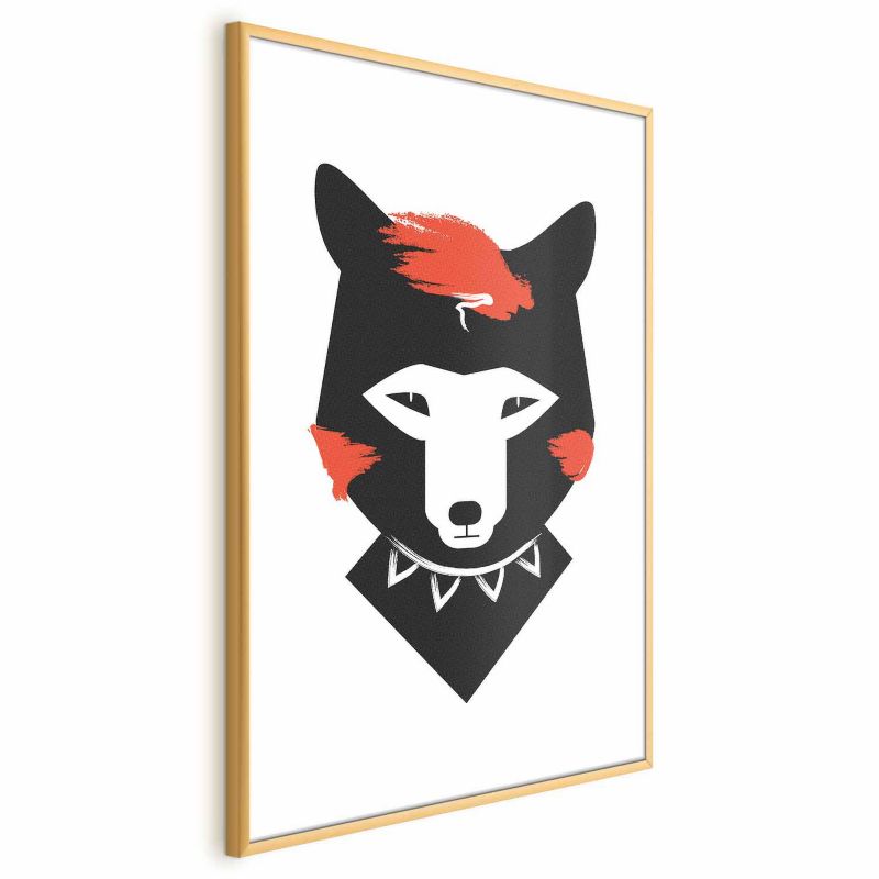 Plakat Artgeist Grzeczny lisek 60x90 cm z ramą złotą 1 szt