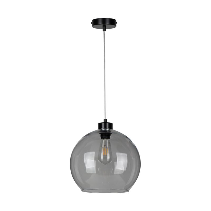 Lampa Wisząca SPOT Light 1xE27 Max.60W Klasyczna Czerń w Połączeniu ze Szkłem Dymionym, Polski Producent 1 szt.