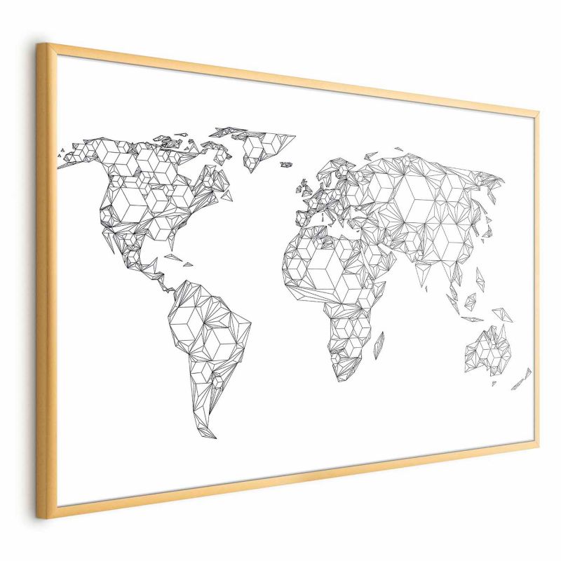 Plakat Artgeist Geometryczna mapa 42x29,7 cm z ramą złotą 1 szt