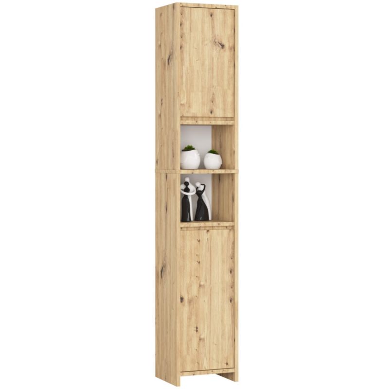 Słupek łazienkowy Akord Uni Dąb Artisan 32 cm 2 drzwi 4 półki 32x28x180 cm 1 szt.
