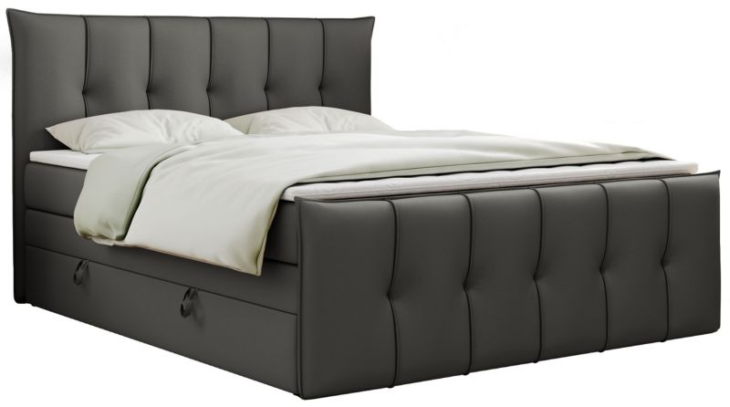 Łóżko kontynentalne MKS Meble PREMIUM 11 KING 180x200 H4 Ciemnoszary ecoskóra 1szt.