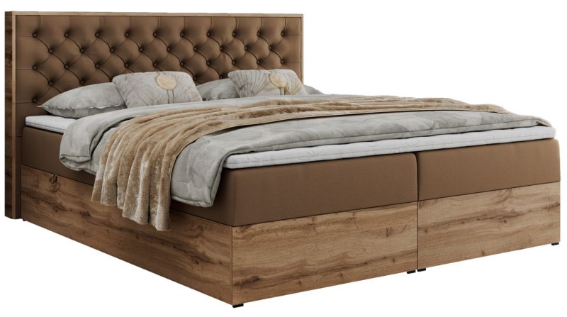 Łóżko kontynentalne MKS Meble ALBERO 3 200x200 H3 Brązowy ecoskóra 1szt.