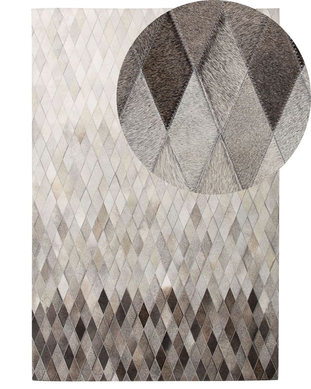 Dywan patchwork skórzany 160 x 230 cm biało-szary Maldan 1 szt.