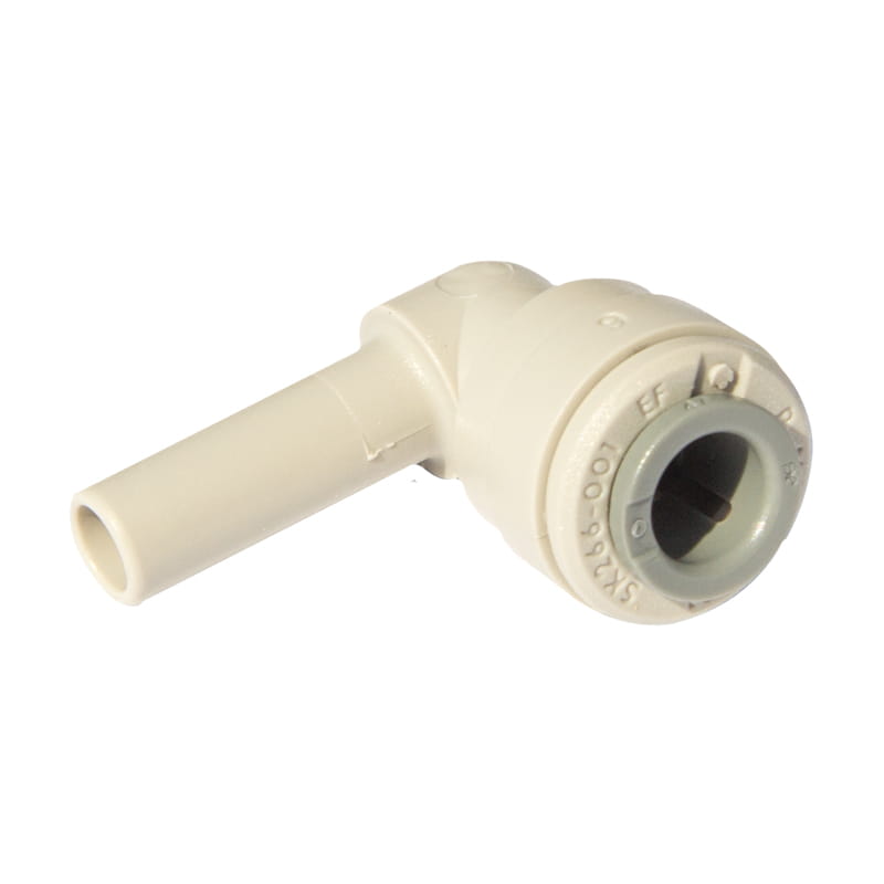 PI220808S John Guest złączka wtykowa kolankowa wtyk 1/4" x szybkozłączka 1/4". Woda, powietrze, próżnia.