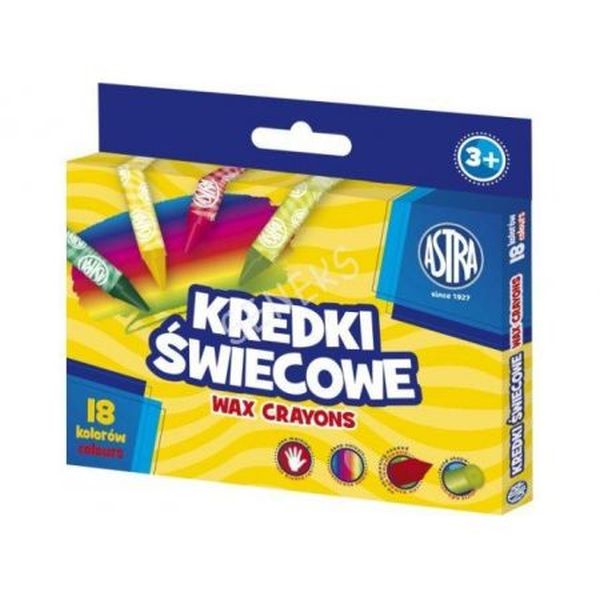 Kredki świecowe okrągłe ASTRA - 18 kolorów - 8/90 mm