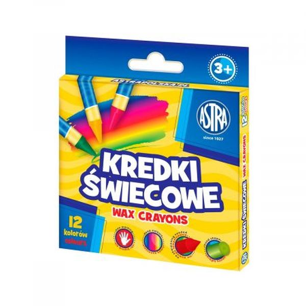 Kredki świecowe okrągłe ASTRA - 12 kolorów - 8/90 mm