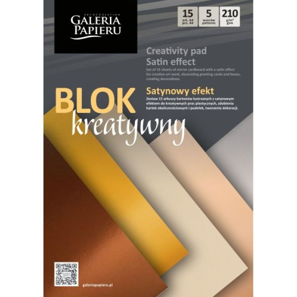 Blok A4 mix kartonów lustrzanych SATYNOWY EFEKT 15 ark./op. 210 g/m2