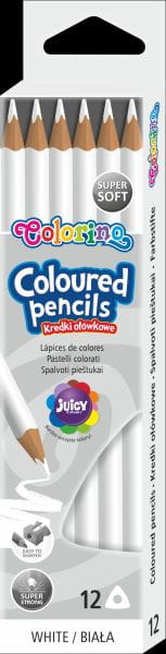 COLORINO - KREDKI OŁÓWKOWE TRÓJKĄTNE 12 SZTUK / BIAŁE / /12/