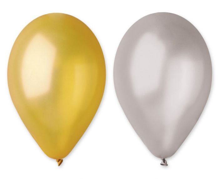 Balony GM90 metal 10" - złote i srebrne/ 50 szt. Godan