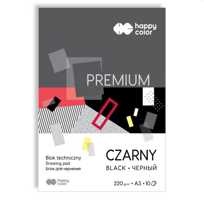 Happy Color Blok techniczny A3- czarne kartki Premium 220g