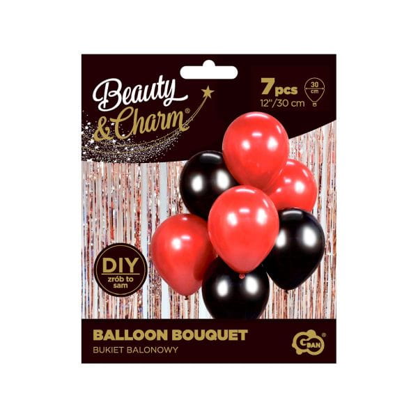 Godan Bukiet balonowy B&C czerwono-czarny, 7 sztuk