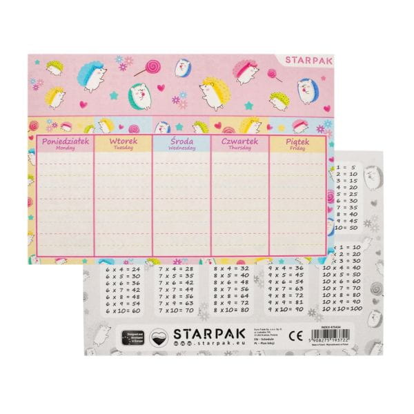 PLAN LEKCJI+TABL MNOZ A5 PASTEL STK PB 25/750