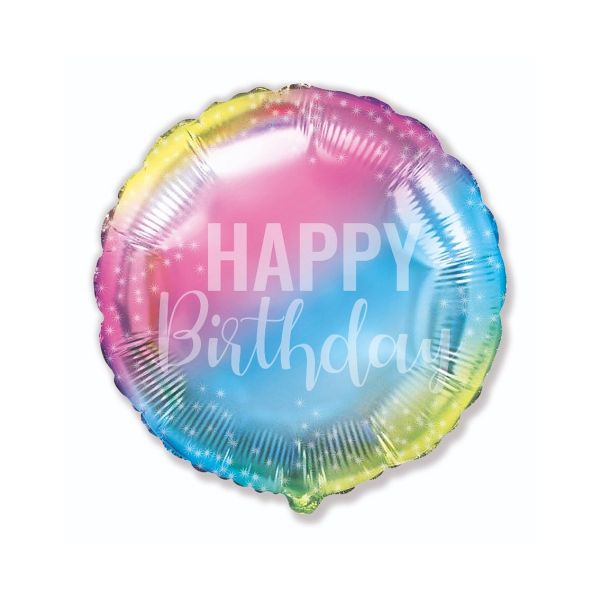 Balon foliowy 18" FX - Birthday, gradient, pakowany