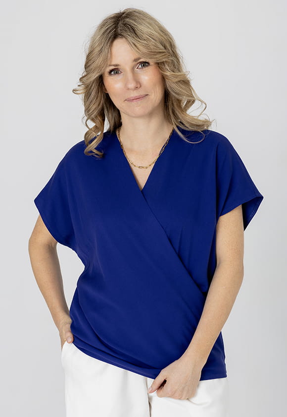 Wickelbluse aus Viskose KATE – Kobaltblau