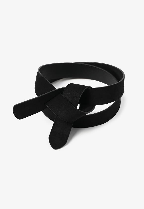 Leder GEBUNDENER GÜRTEL - schwarz