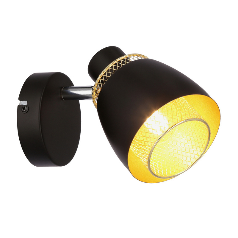 Aleksandria lampa kinkiet czarny 1x40w e14 klosz czarny+złoty