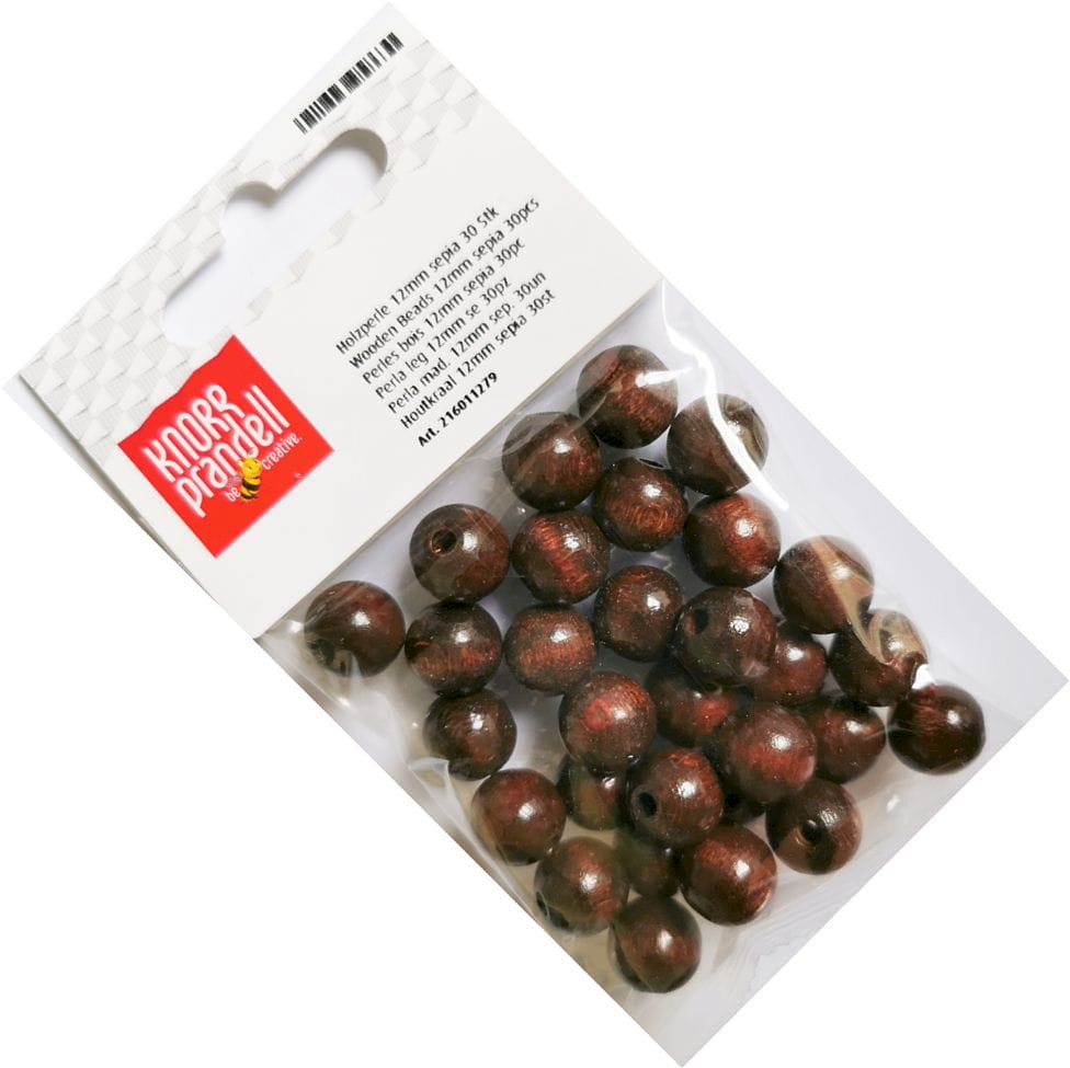 korale drewniane fi 12mm 30szt brązowe KNORR 21-6011279