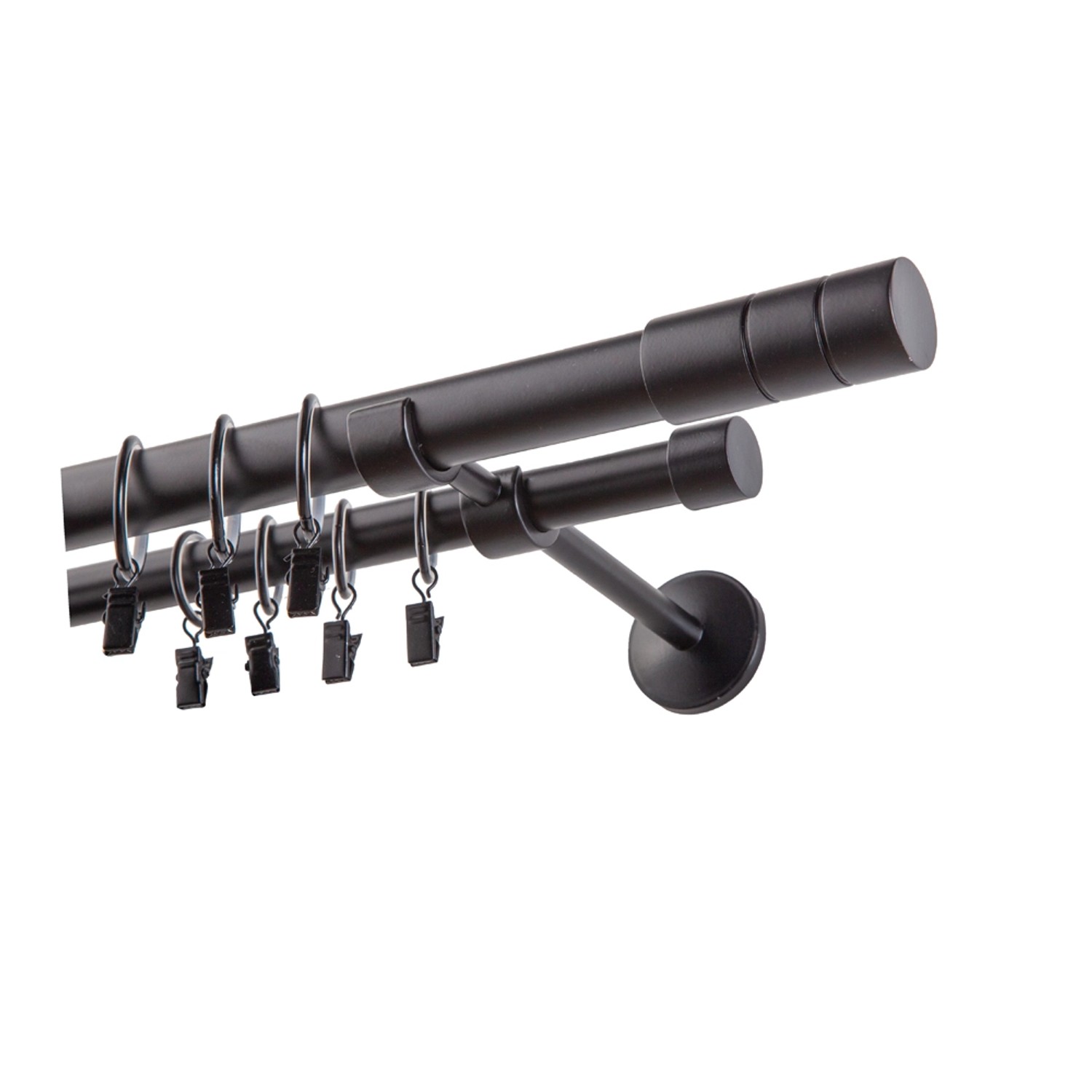 Karnisz GRANDE podwójny 25 mm walec czarny 160 cm