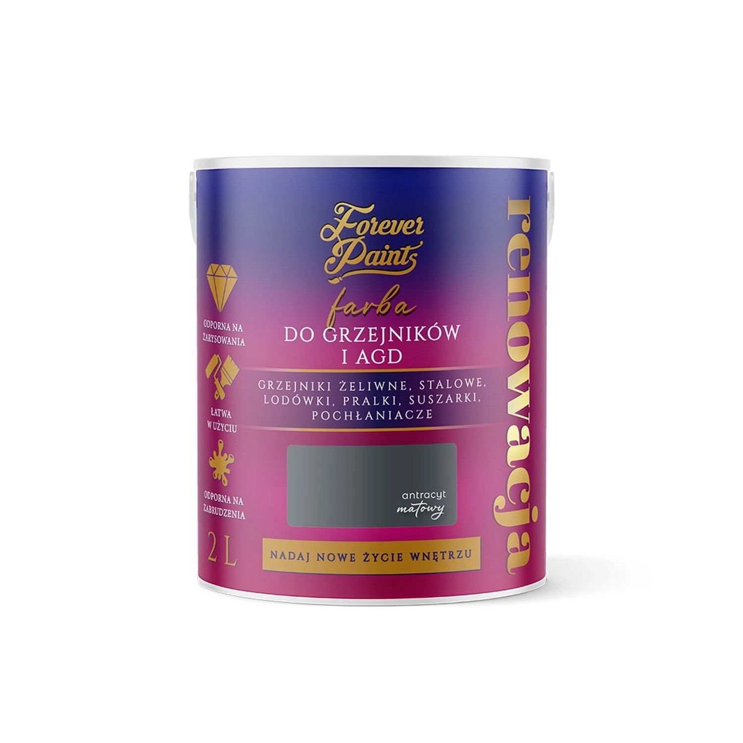 Farba Forever Paints do grzejników i AGD antracyt 2L