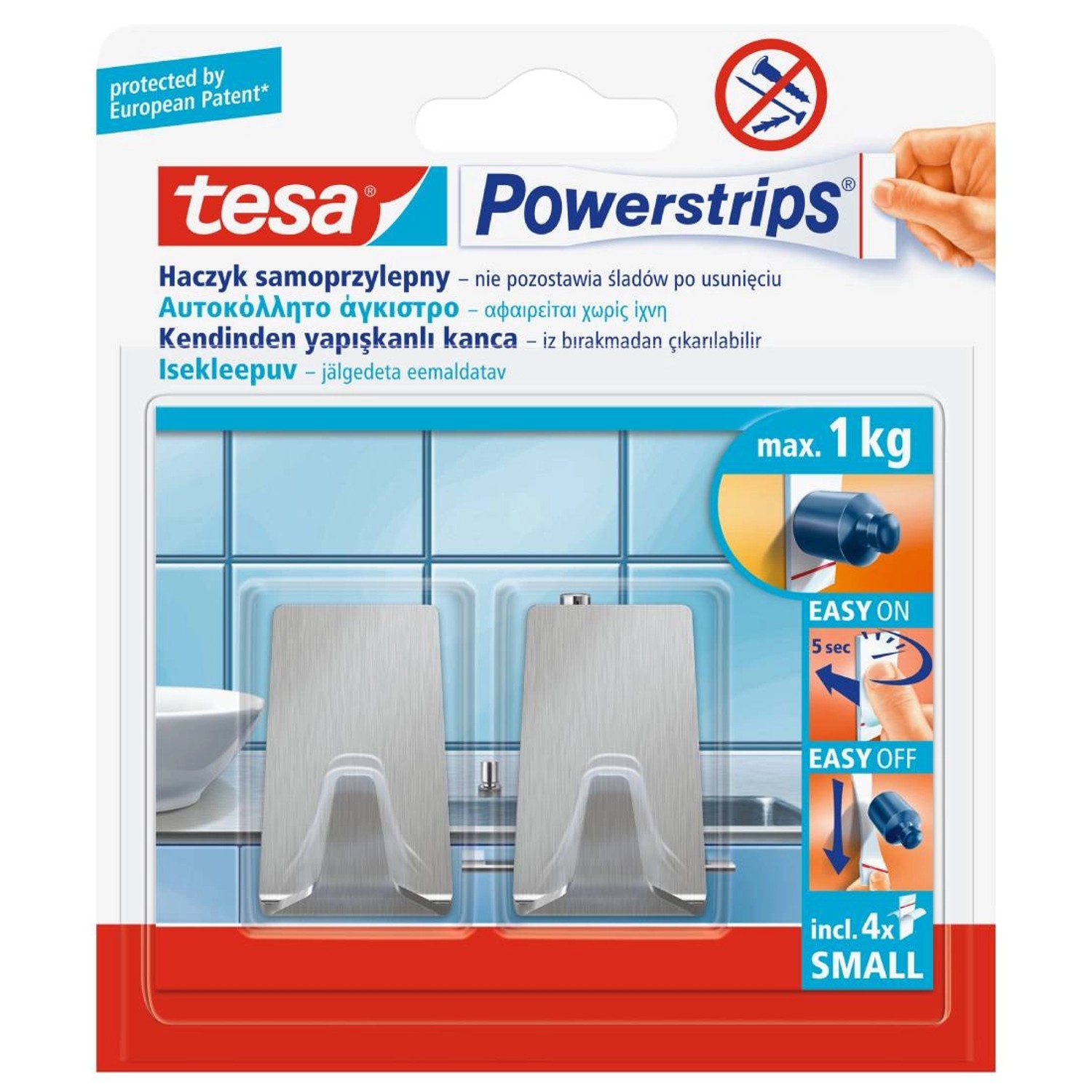 TESA Haczyk Powerstip kwadratowy kwadratowy 2 szt. samoprzylepny