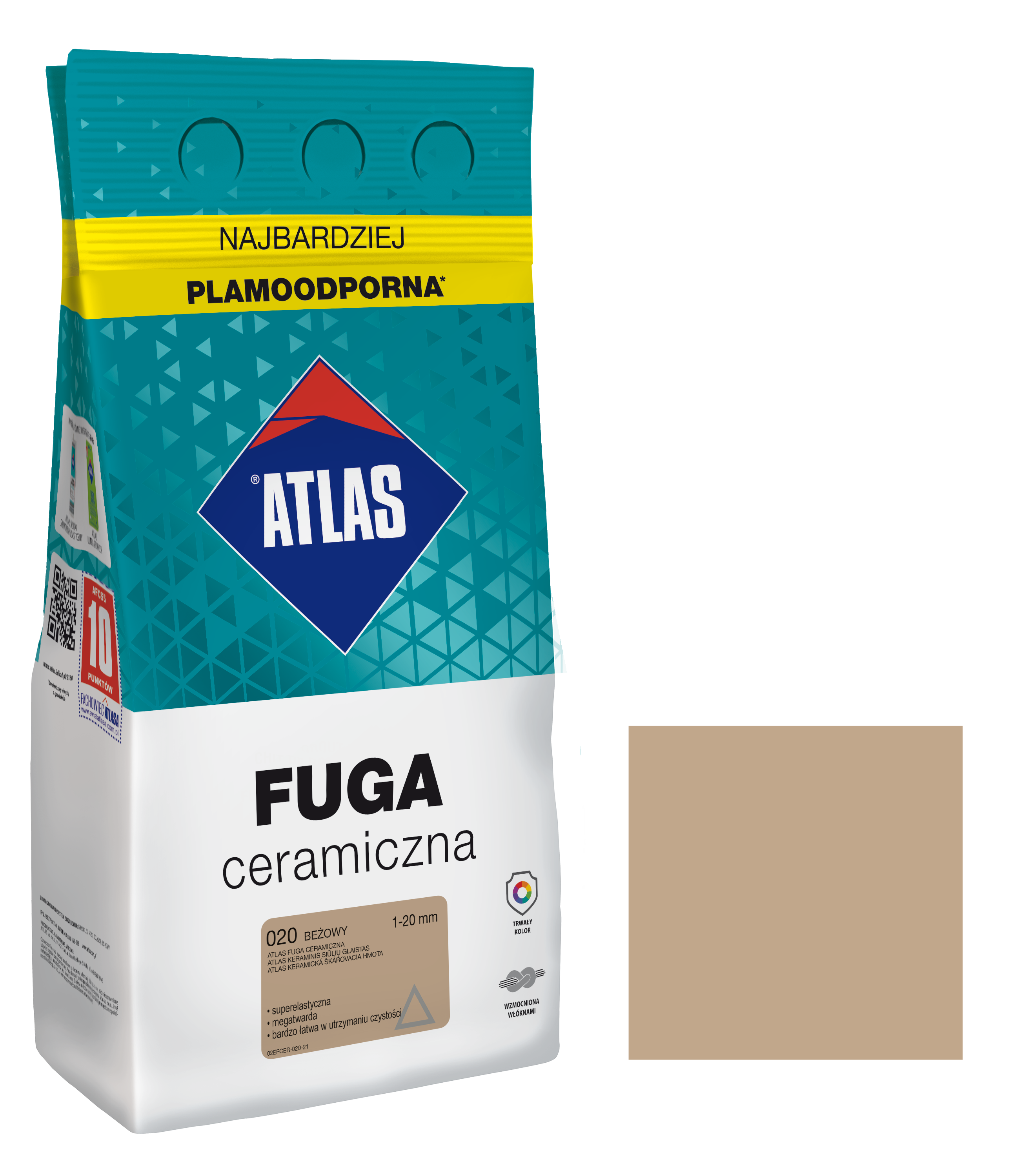 ATLAS FUGA CERAMICZNA 1-20MM 020 BEŻOWA 5KG