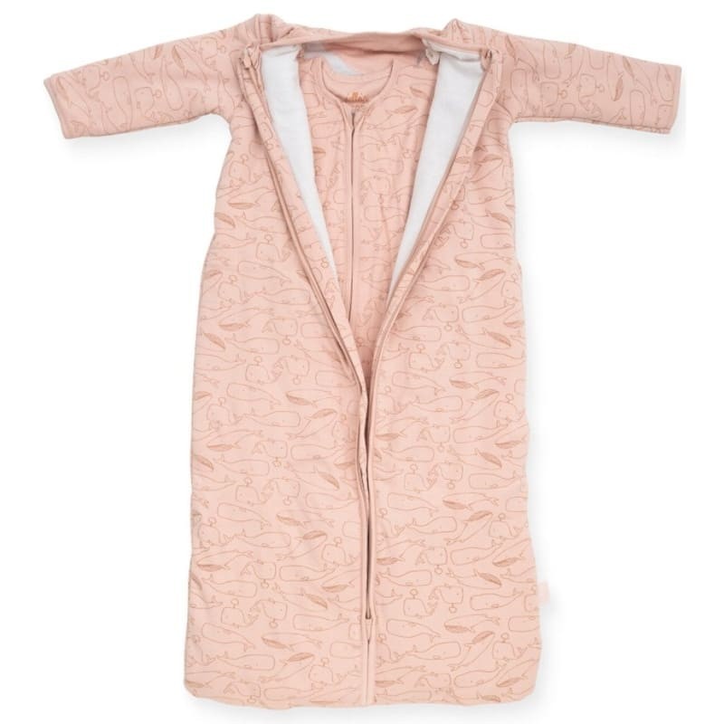 Jollein, Śpiworek niemowlęcy całoroczny 4 Pory Roku 2 śpiworkowy Whales Pale PINK 70 cm