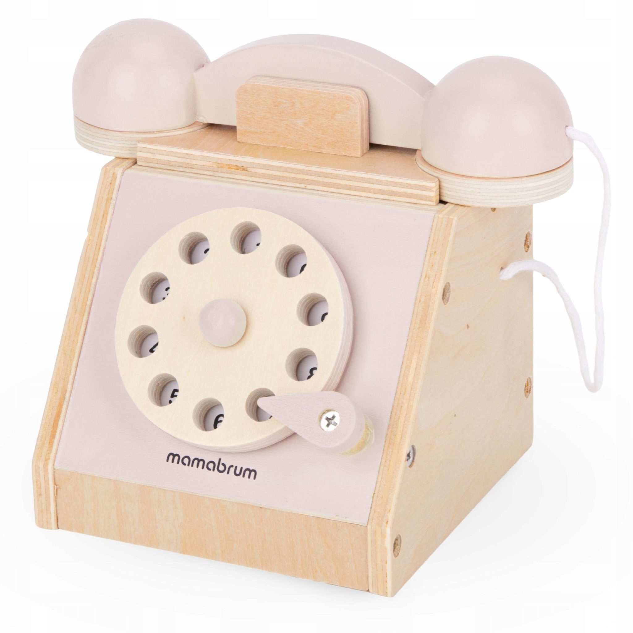 Drewniany telefon brudny róż AL
