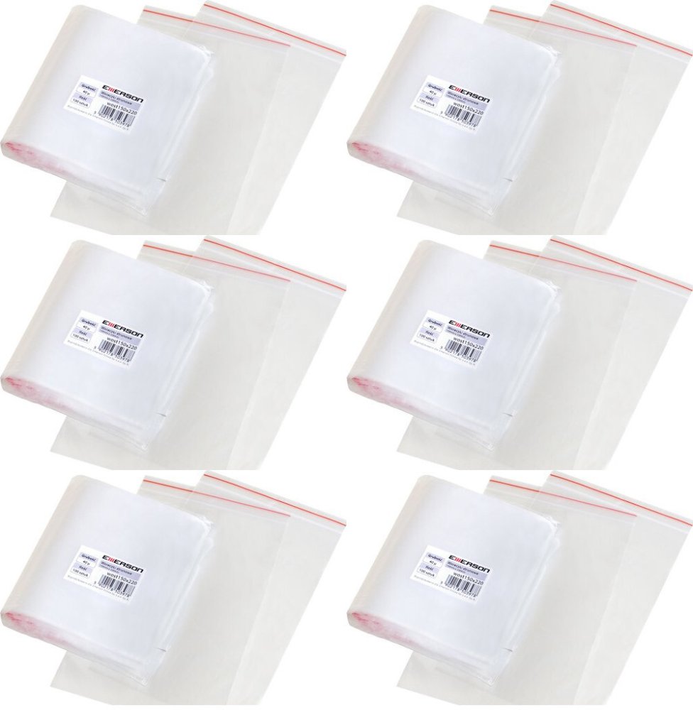 6x Woreczki strunowe Emerson, 50x70mm, 100 sztuk, bezbarwny