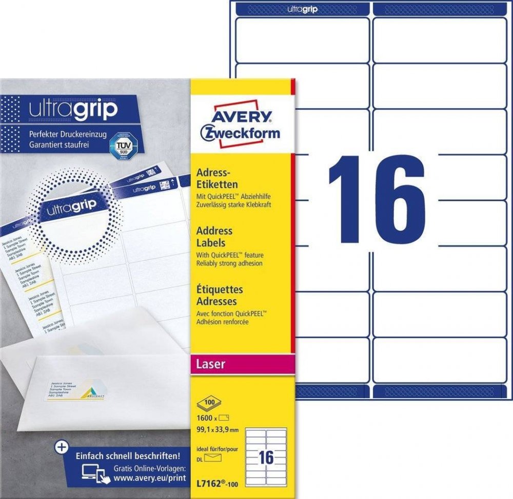 Etykiety adresowe Avery Zweckform QuickPeel, 99.1x33.9mm, 100 arkuszy, biały