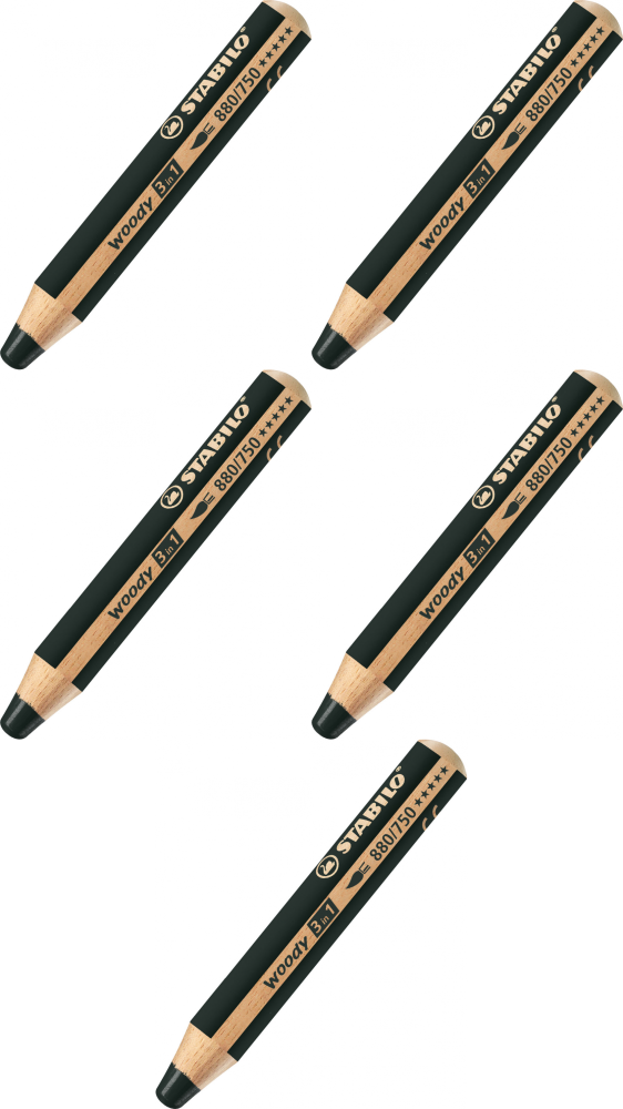 5x Kredki Stabilo Woody 3 w 1, 1 sztuka, czarny