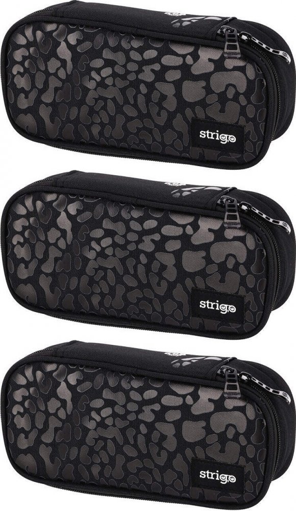 3x Piórnik 1-komorowy Strigo Stay Wild, bez wyposażenia, 24x11.5x5.7cm, czarny
