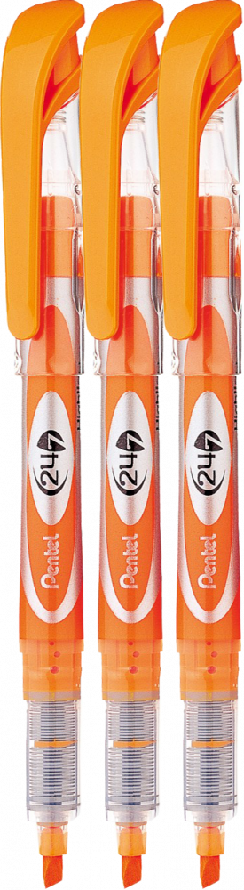 3x Zakreślacz Pentel SL12, z płynnym tuszem, ścięta, 3.7mm, pomarańczowy
