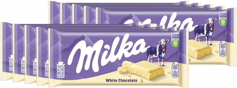10x Czekolada Milka biała, 90g