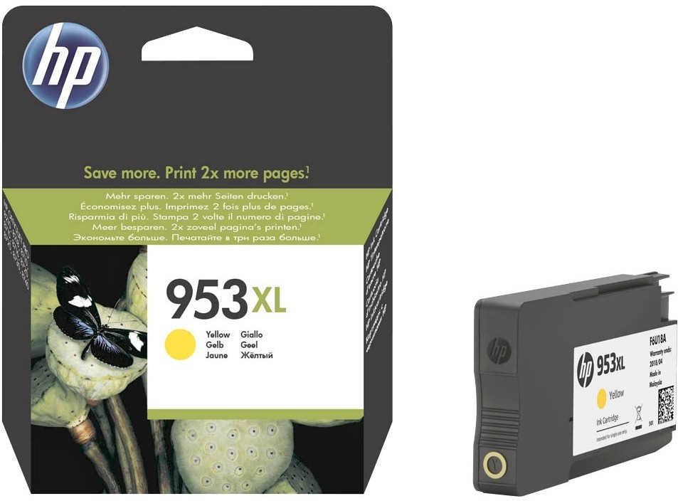 Tusz HP 953XL (F6U18AE), 1600 stron, yellow (żółty)