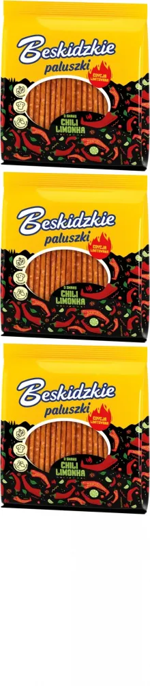 3x Paluszki Beskidzkie Aksam, o smaku chili i limonki, 180g