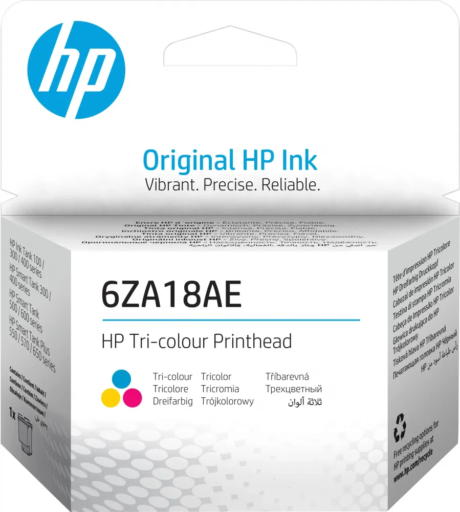 Tusz HP 6ZA18AE, CMY cyan (błękitny), magenta (purpurowy), yellow (żółty)